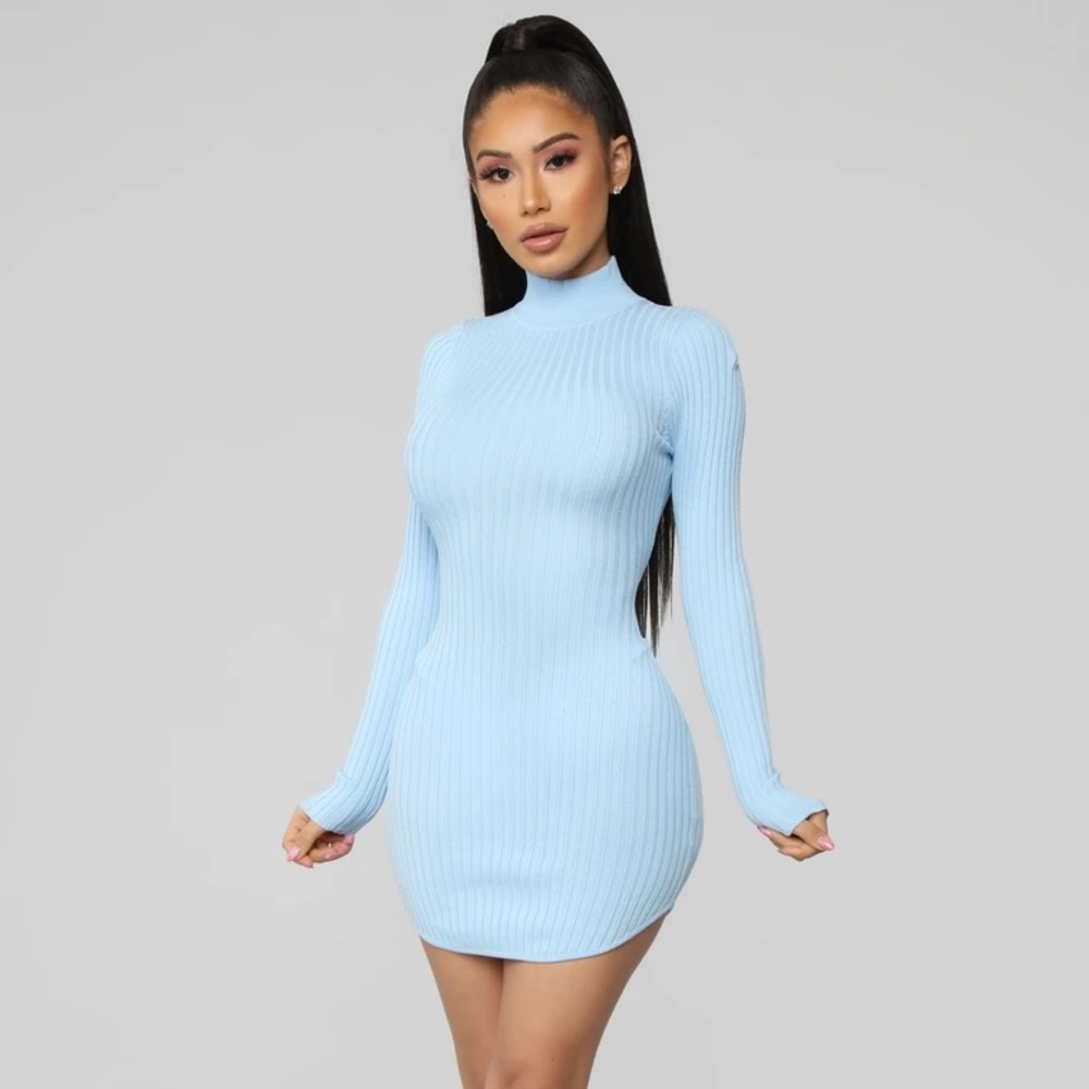 NWT Fashion Nova Blue XS Sweater Dress